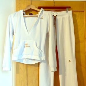 Jordan Brand White Velour Tracksuit